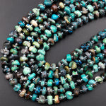 Natural Chrysocolla Beads 6mm 8mm Freeform Center Drilled Rondelle Disc Organic Cut Nuggets 15.5&quot; Strand