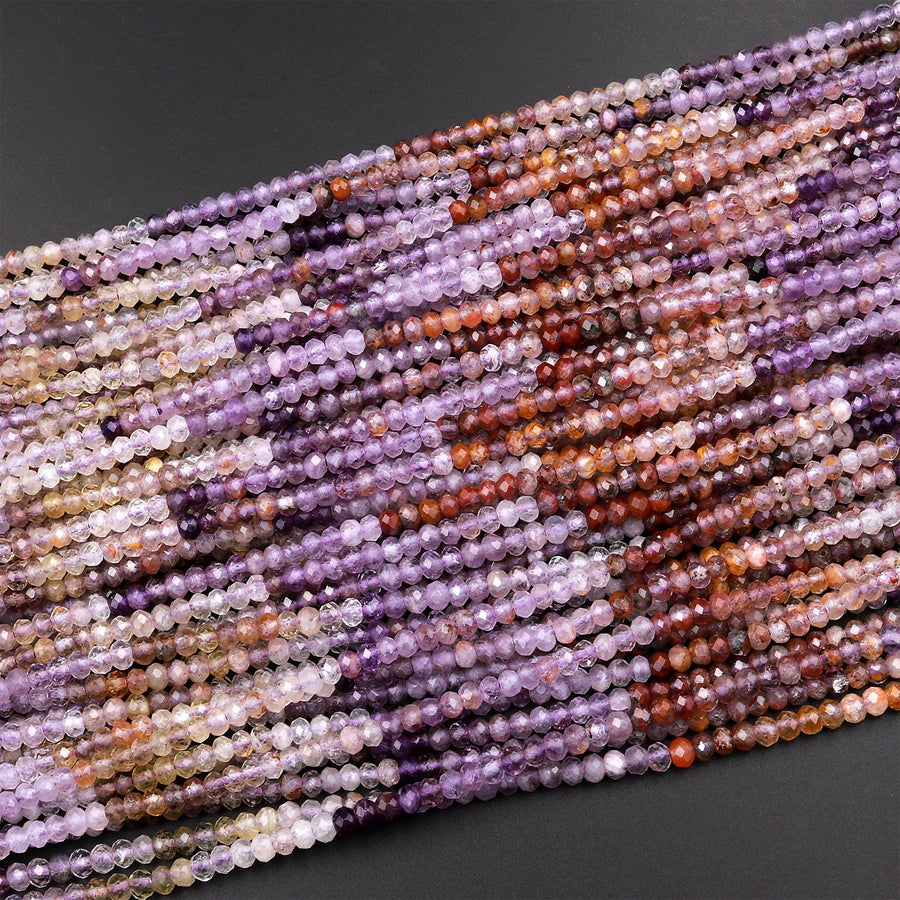 Rare Natural Auralite 23 Cacoxenite Gemstone 3mm 4mm Faceted Rondelle Beads Powerful Healing Gemstone World’s Oldest Crystal 15.5&quot; Strand