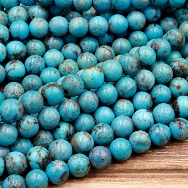 Real Genuine Natural Blue Turquoise 6mm Smooth Round Beads Highly Polished High Quality Gemstone 15.5&quot; Strand