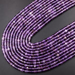 Natural Purple Amethyst 4mm Heishi Rondelle Beads 15.5&quot; Strand