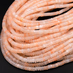 Natural Peach Pink Aventurine 4mm Heishi Rondelle Beads 15.5&quot; Strand