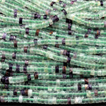 Natural Green Purple Fluorite 4mm Heishi Rondelle Beads 15.5&quot; Strand