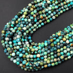 Natural Dragon Skin Turquoise Faceted 3mm 4mm 5mm Round Beads Real Genuine Turquoise Micro Faceted Diamond Cut 15.5&quot; Strand