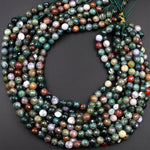 Faceted Natural Indian Agate 4mm 6mm 8mm 10mm Round Beads Aka Fancy Jasper 15.5&quot; Strand