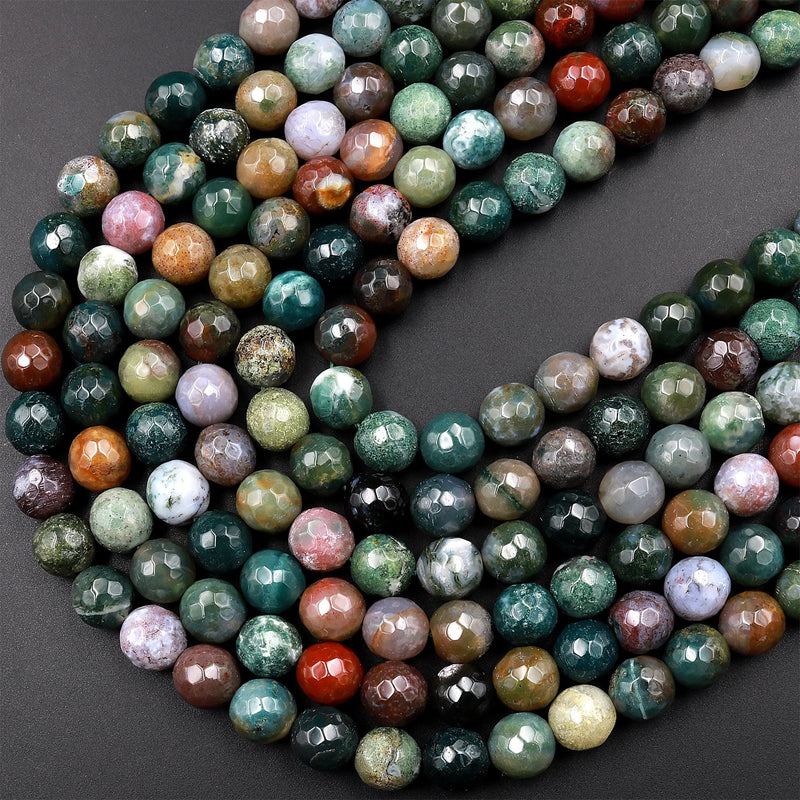 10mm Natural Indian Agate Beads Round Gemstone Loose Beads for Jewelry Making (36-38pcsstrand)