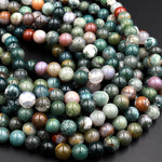 Natural Indian Agate 3mm 4mm 6mm 8mm 10mm Smoot Round Beads Aka Fancy Jasper 15.5&quot; Strand