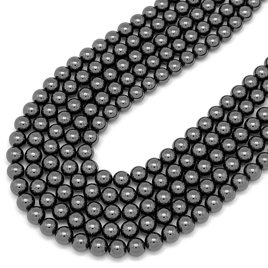 Natural Black Hematite Smooth 2mm 3mm 4mm 6mm 8mm 10mm Round Beads Sparkling Natural Black Gemstone 15.5&quot; Strand