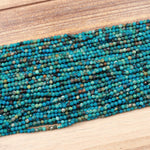Natural Turquoise 3mm Faceted Round Beads Real Genuine Vibrant Blue Turquoise Micro Diamond Cut 15.5&quot; Strand