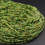 Micro Faceted Natural Green Tourmaline 3mm Saucer Rondelle Beads Diamond Cut Gemstone 15.5&quot; Strand