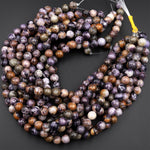 Natural Petrified Fluorite Beads 6mm 8mm 10mm Round Beads Natural Purple Brown Gemstone Beads 15.5&quot; Strand