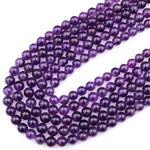 Natural Deep Purple Amethyst 4mm 5mm 6mm 8mm 10mm Round Beads High Quality A  Grade 15.5&quot; Strand