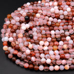 Natural Cherry Agate 6mm 8mm Round Beads Translucent Red Pink Agate 15.5&quot; Strand