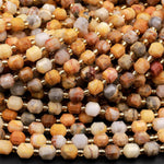 Natural Yellow Crazy Lace Agate 6mm Beads Faceted Energy Prism Double Terminated Point Cut 15.5&quot; Strand