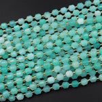 Natural Peruvian Amazonite 6mm 8mm 10mm Beads Faceted Energy Prism Double Terminated Points 15.5&quot; Strand