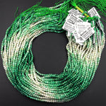 AAA Faceted Natural Brazilian Jade 3mm 4mm Round Beads Micro Diamond Cut Real Green Jade Gemstone 15.5&quot; Strand