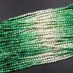AAA Faceted Natural Brazilian Jade 3mm 4mm Round Beads Micro Diamond Cut Real Green Jade Gemstone 15.5&quot; Strand
