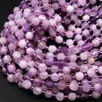 Faceted Natural Violet Purple Jade 6mm Beads Energy Prism Double Terminated Point Cut 15.5&quot; Strand