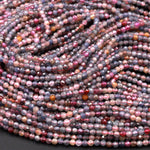 Natural Multicolor Sapphire Faceted 2mm Gemstone Round Beads 15.5&quot; Strand