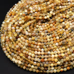 Micro Faceted African Green Yellow Opal 4mm Round Beads 15.5&quot; Strand