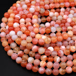 AAA Natural Orange Red Botswana Agate 4mm 6mm 8mm 10mm 12mm Round Beads 15.5&quot; Strand