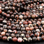 Natural Cherry Blossom Jasper Beads 6mm 8mm 10mm Round Earthy Red Pink Black Beads 15.5&quot; Strand