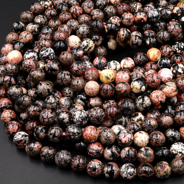 Natural Cherry Blossom Jasper Beads 6mm 8mm 10mm Round Earthy Red Pink Black Beads 15.5&quot; Strand