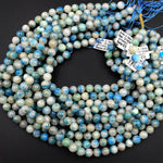 Rare Blue Azurite In Calcite Beads 6mm 8mm 10mm 12mm Round Beads from Pakistan Afghanistan Where K2 is Found 15.5&quot; Strand