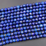 AAA Faceted Natural Blue Lapis 4mm 6mm 8mm 10mm Round Beads 15.5&quot; Strand