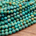Real Genuine Natural Turquoise 6mm Round Beads Highly Polished High Quality Vibrant Blue Green Brown Turquoise Gemstone 15.5&quot; Strand