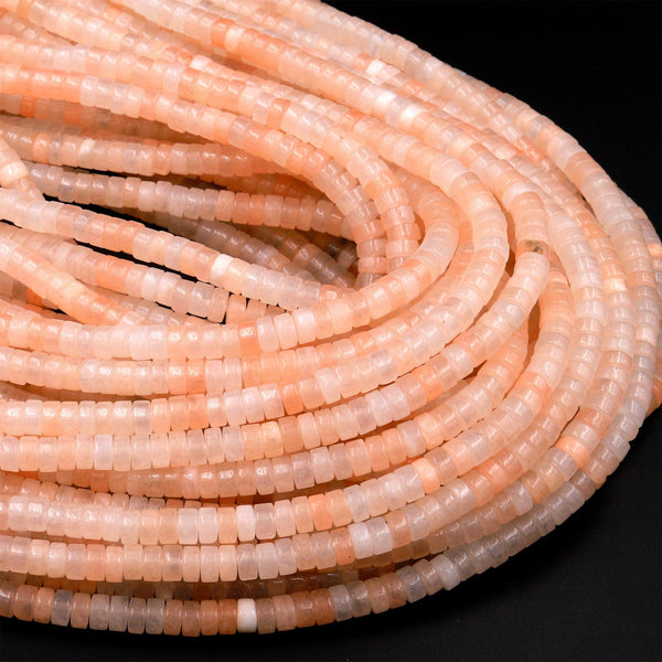 Natural Peach Pink Aventurine 4mm Heishi Rondelle Beads 15.5&quot; Strand