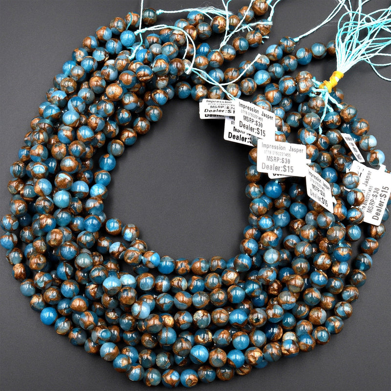 Handmade Gemstone Impression Jasper Variscite / Cloisonne Jasper Turquoise  Blue Stretch Bracelet Round Beads 4mm 6mm 8mm 10mm 12mm 7.5 Healing Bangle  Gemstone Bracelet · NY6 Design