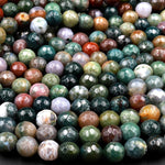 Faceted Natural Indian Agate 4mm 6mm 8mm 10mm Round Beads Aka Fancy Jasper 15.5&quot; Strand