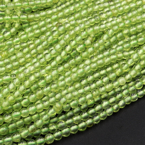 Natural Green Peridot 2mm Round Beads Real Genuine Gemstone 15.5&quot; Strand