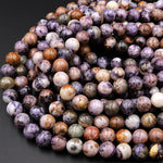 Natural Petrified Fluorite Beads 6mm 8mm 10mm Round Beads Natural Purple Brown Gemstone Beads 15.5&quot; Strand