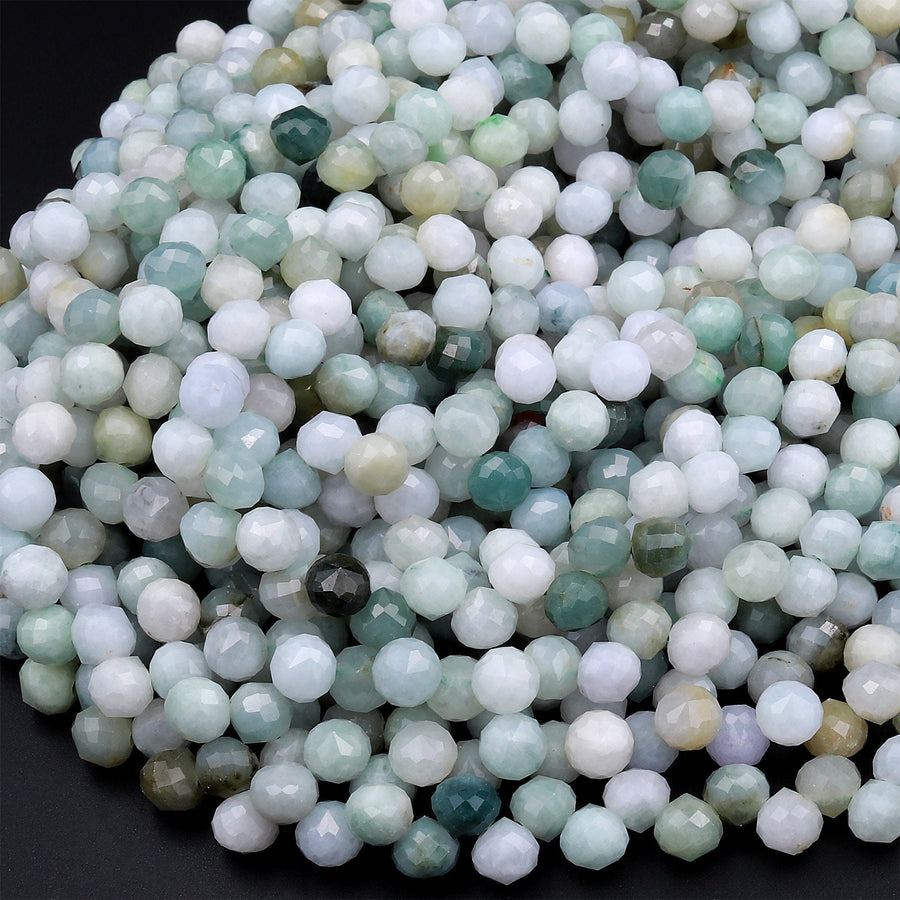 Natural Burma Jade Faceted 6mm Rounded Teardrop Beads Good For Earrings 16&quot; Strand