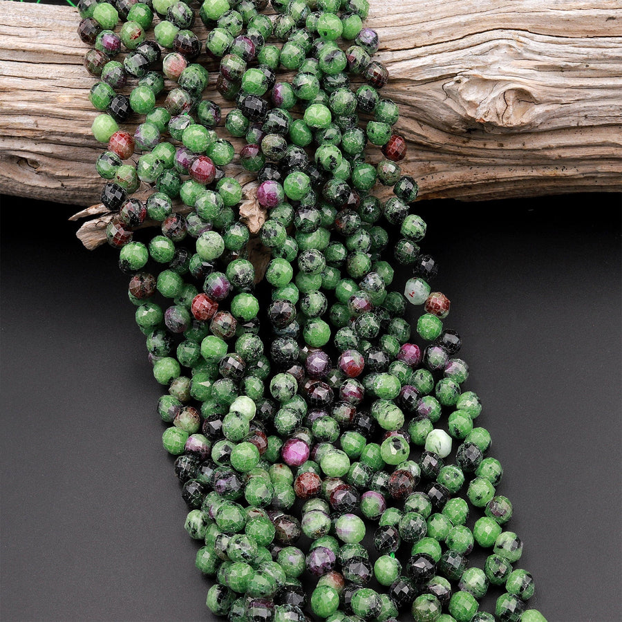Natural Ruby Zoisite Faceted 6mm Rounded Teardrop Beads Good For Earrings 16&quot; Strand