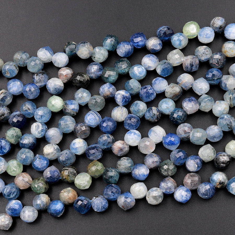 AA Natural Multicolor Blue Green Kyanite Faceted 6mm Rounded Teardrop Briolette Beads 15.5&quot; Strand