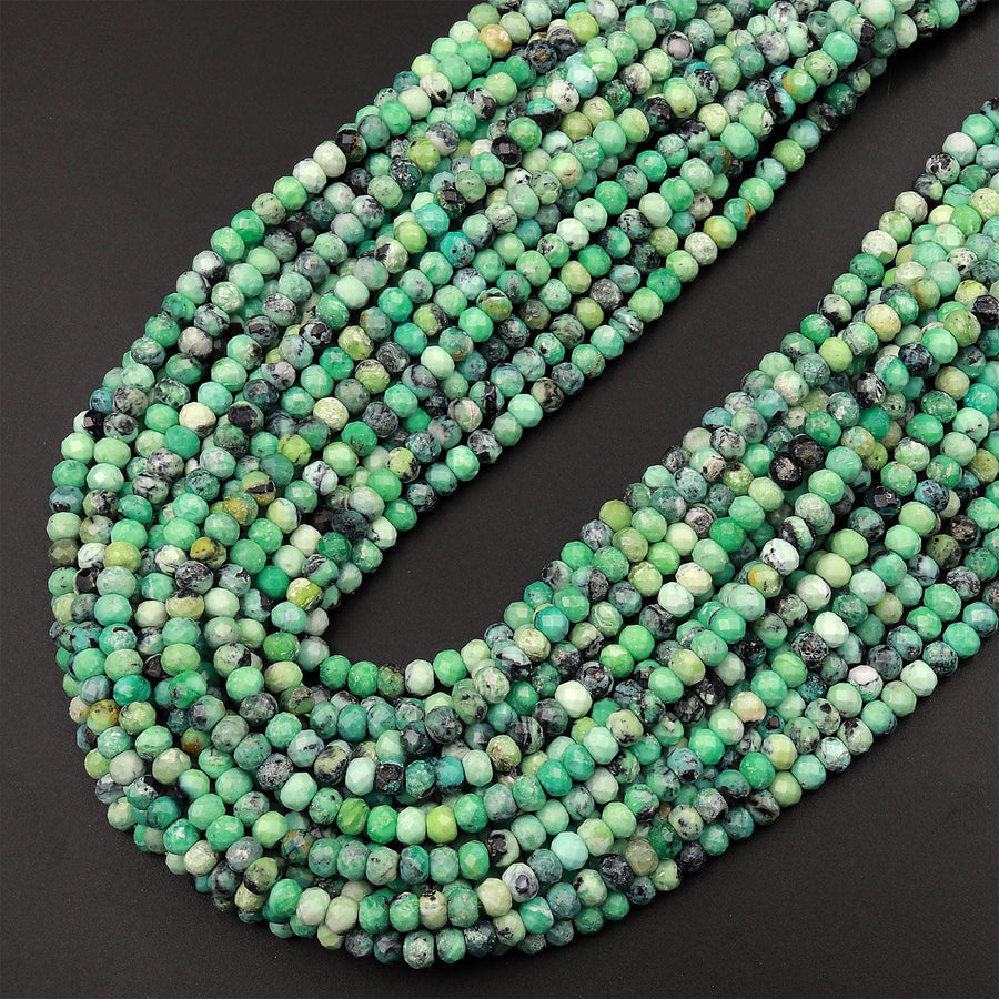 AAA Natural Nevada Apple Variscite Faceted 4mm Rondelle Beads Real Genuine Gemstone 15.5&quot; Strand