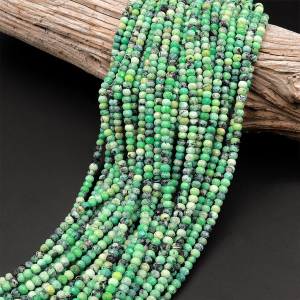 AAA Natural Nevada Apple Variscite Faceted 4mm Rondelle Beads Real Genuine Gemstone 15.5&quot; Strand