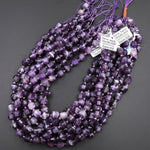 Natural Purple Amethyst 8mm Beads Faceted Energy Prism Double Point Cut 15.5&quot; Strand