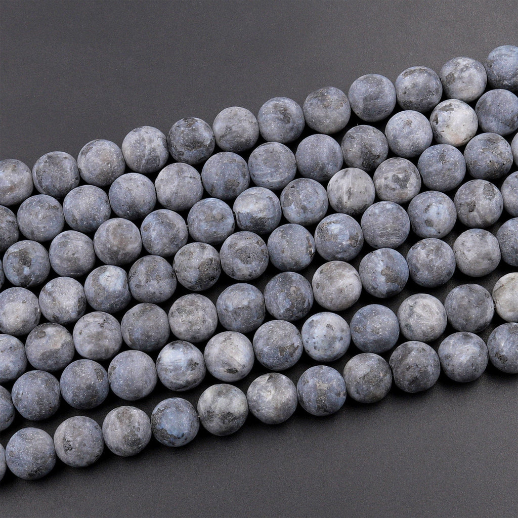 Matte Larvikite 4mm 6mm 8mm 10mm Round Beads Aka Norway Moonstone Black Labradorite 15.5&quot; Strand