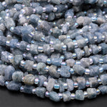 Small Natural Blue Sapphire Rough Raw Nugget Beads Freeform Hand Hammered Real Genuine Blue Sapphire Gemstone 15.5&quot; Strand