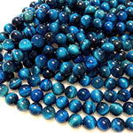 AAA Mystic Blue Tiger Eye 4mm 6mm 8mm 10mm Smooth Round Beads 15.5&quot; Strand