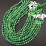Faceted Green Chalcedony 6mm 8mm Round Beads Vibrant Emerald Green Stone 15.5&quot; Strand