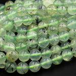 Natural Green Prehnite 4mm 6mm 8mm 10mm Smooth Round Beads 15.5&quot; Strand