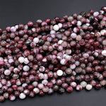 Natural Eudialyte Faceted 6mm Rounded Teardrop Beads Aka Pink Tourmaline in Quartz 16&quot; Strand