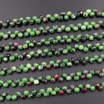 Natural Ruby Zoisite Faceted 6mm Rounded Teardrop Beads Good For Earrings 16&quot; Strand