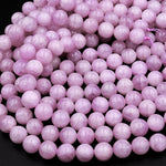 AAA Natural Kunzite 4mm 6mm 8mm 10mm Smooth Round Beads Violet Purple Pink Gemstone Real Genuine Natural Kunzite 15.5&quot; Strand