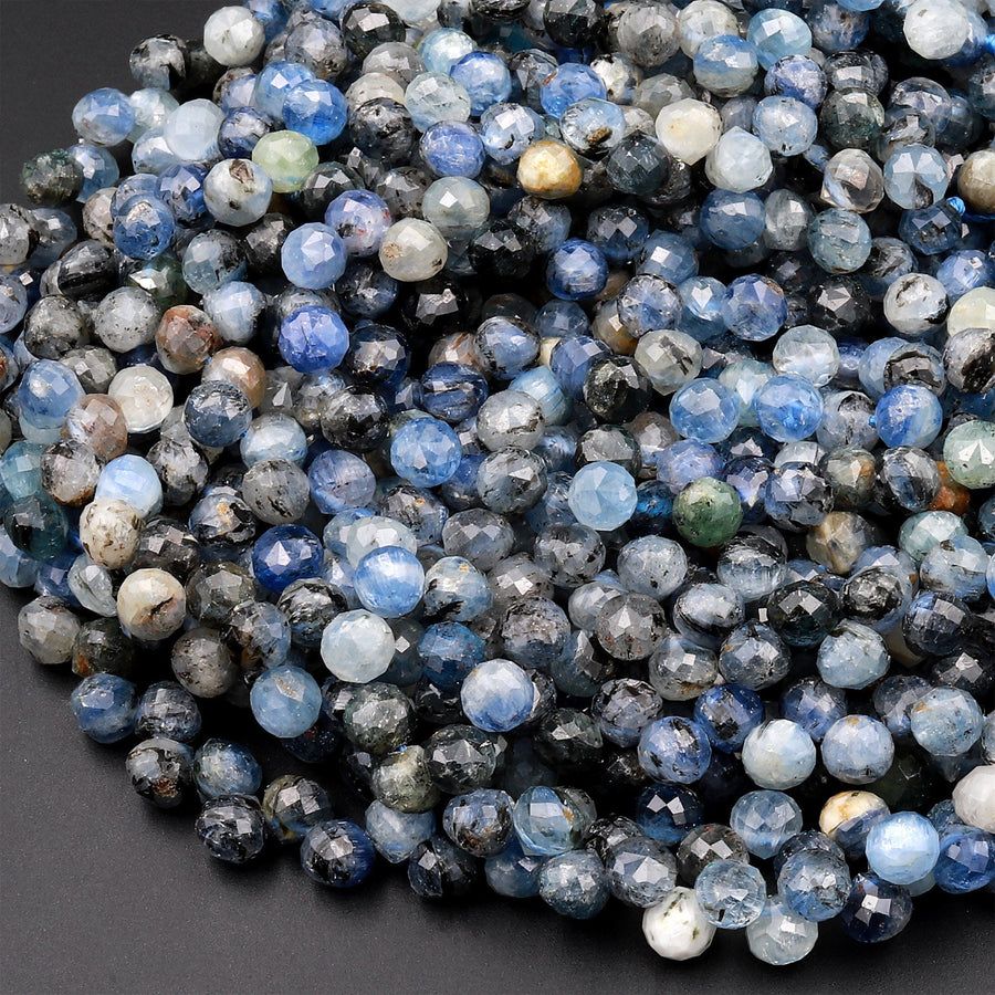 Natural Multicolor Kyanite Faceted 6mm Rounded Teardrop Briolette Beads 15.5&quot; Strand