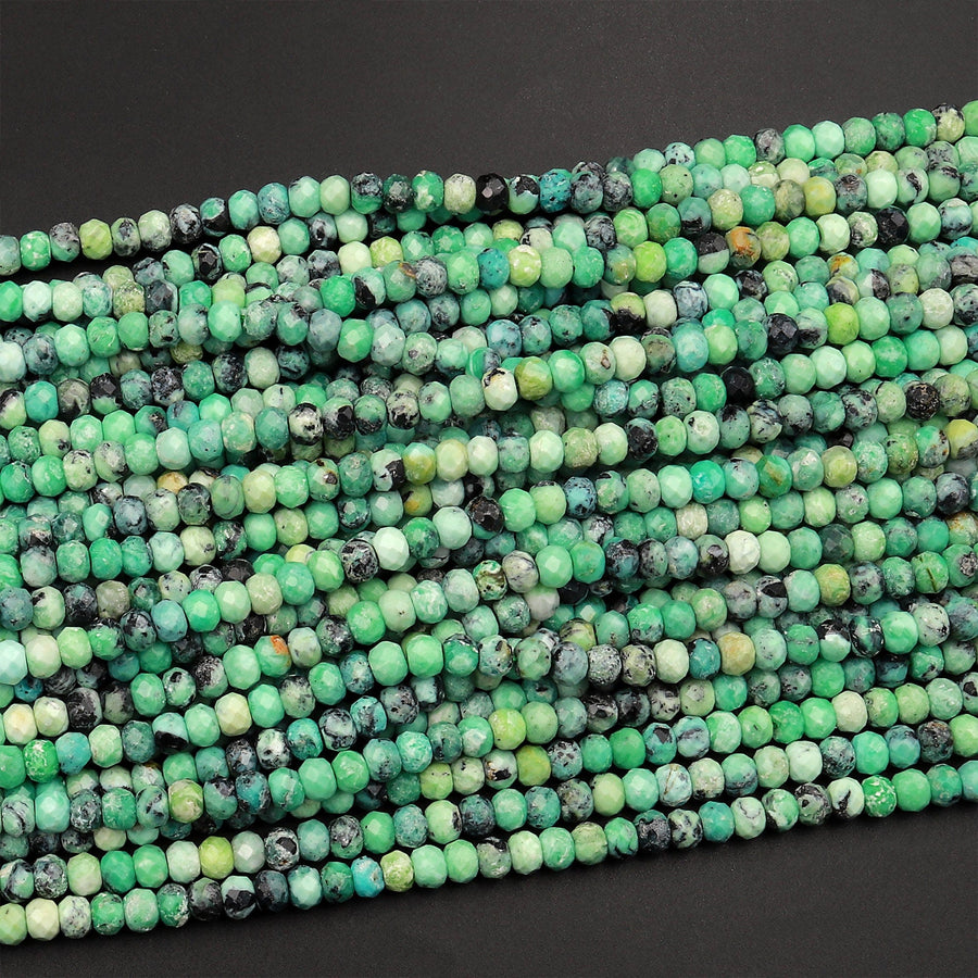 AAA Natural Nevada Apple Variscite Faceted 4mm Rondelle Beads Real Genuine Gemstone 15.5&quot; Strand